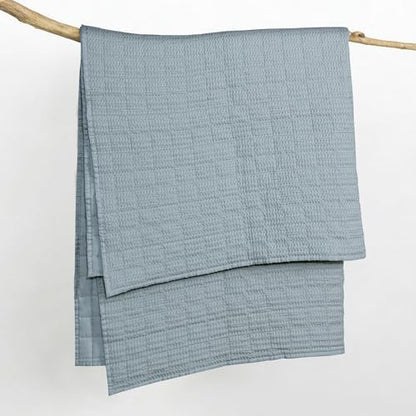 Levtex Home Cloud Waffle - Throw - Waffle Textured - Chambray - Throw (50x60in.) - Cotton