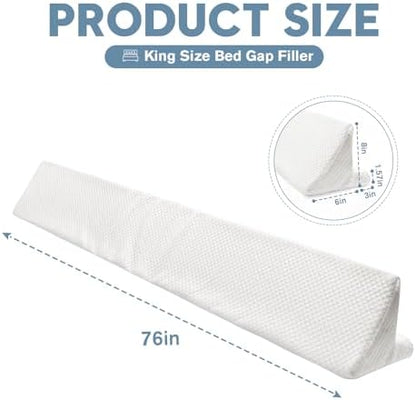 King Size Wedge Pillow for Headboard, Mattress Wedge Bed Gap Filler with High-Density Foam and Removable Washable Cover, Prevents Items from Falling