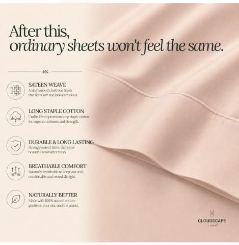 Cloud Scape Millennium Series Egyptian Cotton Sheets King Size, Sepia Rose