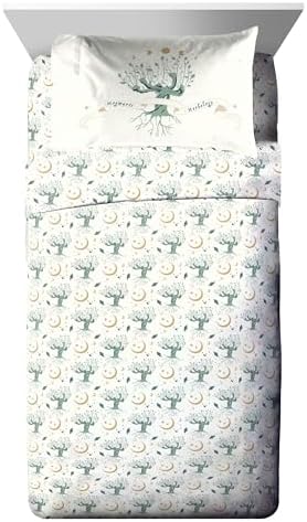 Harry Potter Twin Comforter Set 5 Piece Soft Floral Bedding, Green