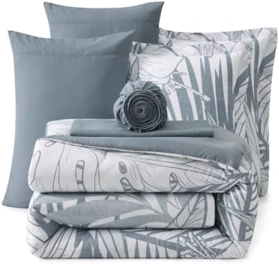 Full Size Comforter Sets-7 Pieces Blue Jungle Bed in a Bag Full Bedding Set