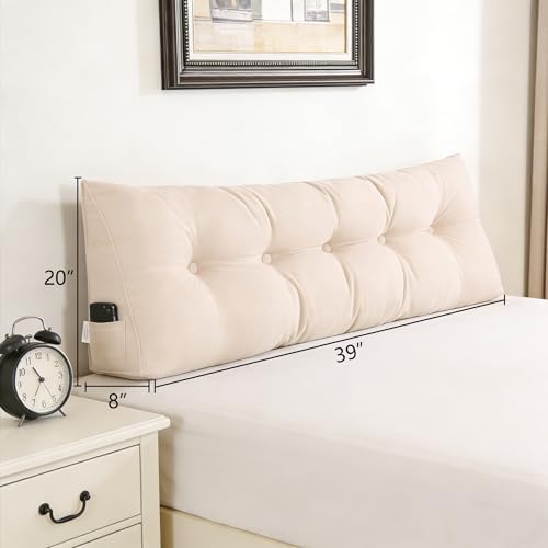 SAMTY Wedge Headboard Pillow Twin for Bed Sitting Up, Linen Back Pillow