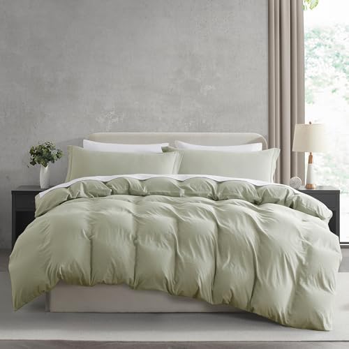 Hearth & Harbor Prewashed Full Duvet Cover Set, Light Sage