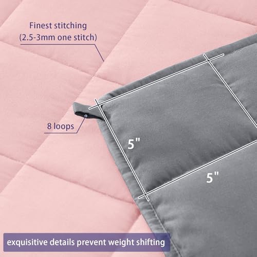 yescool King Size Weighted Blanket for Adults 25lbs, 80” x 87”, Pink Grey