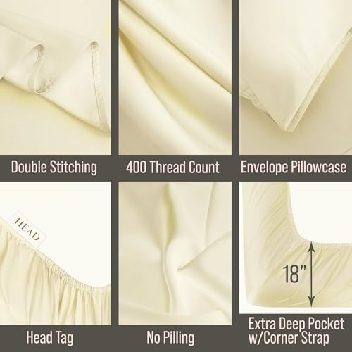 Bella Coterie 6 Piece Luxury Bamboo Viscose 34" Split Top King Sheet Set