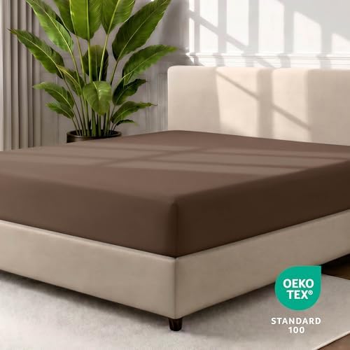 Bare Home Full XL Fitted Sheet - 1800 Ultra-Soft (Full XL, Cocoa)