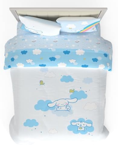 Cinnamoroll Bedding - 5 Piece Full Size Bed Set - Super Soft Microfiber Comforter and Sheet Set, (Officially Licensed Product) By Franco Collectibles