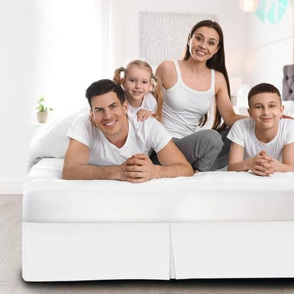 Mattress-Homes Luxury Box Pleated Bed Skirt Split Corners Platform Style Easy Fit Fade & Wrinkle Resistant with Tailored Drop 14 Inch (Full, White)