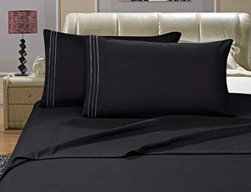 Elegant Comfort Luxurious Bed Sheets Set on Amazon 1500 Premier Wrinkle,Fade and Stain Resistant 4-Piece Bed Sheet Set, Deep Pocket, Full Black