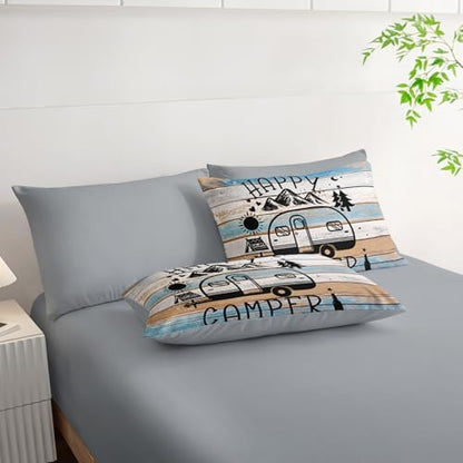 HOSIMA 7Pcs Vintage Comforter Set Twin Size with Sheets for Camper Decor.