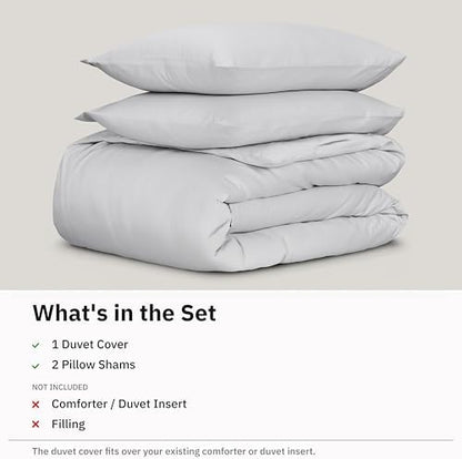 California Design Den Luxury Queen Size Duvet Cover Set, Silver