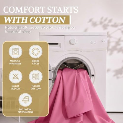 Twin XL Cotton Knit Jersey Sheet Set, 15" Deep Pocket, Pink, 3PC