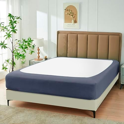 Box Spring Cover King Size-Dark Grey Stretch Wrap Around 4 Sided Bed Skirt
