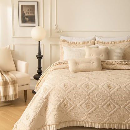 Sobrecamas Queen Elegantes,King Embroidered Quilt Set,Reversible Coverlet