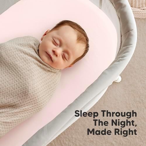 2pk Organic Baby Bassinet Sheets Boys, Girls, Fitted Sheet (Mist Rose)