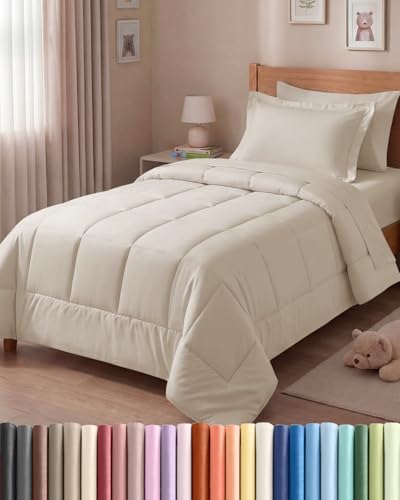 Twin Comforter Set - 5 Piece Bed in a Bag Twin Size Bed Set, Soft - Wheat