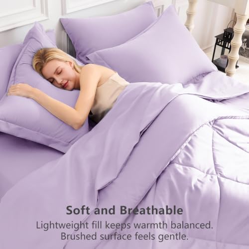 CozyLux Full Comforter Set 82"x86" Light Purple - 7 Piece Bed in a Bag