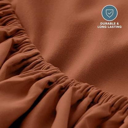Bare Home King Fitted Sheet - 1800 Ultra-Soft (King, Terracotta)