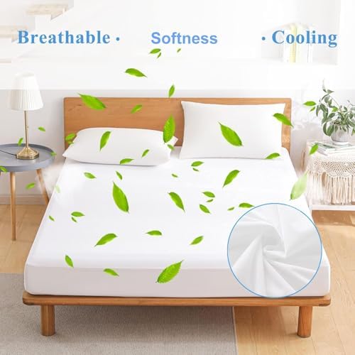 2 Pack Softhour Full Size Waterproof Mattress Protector, Stretch to 21'' Deep Pocket, Soft Breathable, Ideal for Home & Commercial Use