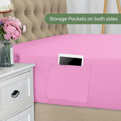 Elegant Comfort 1500 Premium Hotel Quality 18-21 Inches Deep - Extra Deep Pocket Single Fitted Sheet for High Mattress, Luxury and Softest, Smart Pocket - Wrinkle Free, Twin/Twin XL, Light Pink