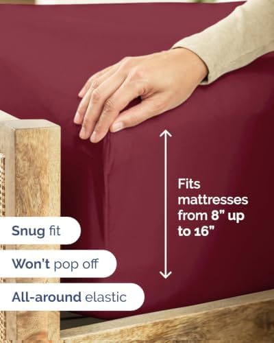 Flex Top Split Head King 6 Piece Sheet Set - Soft & Cooling - Burgundy