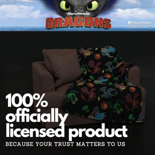 How to Train Your Dragon Toothless Kids Bedding Super Soft Plush Cozy Throw, 46 in x 60 in, (Officially Licensed Product) By Franco
