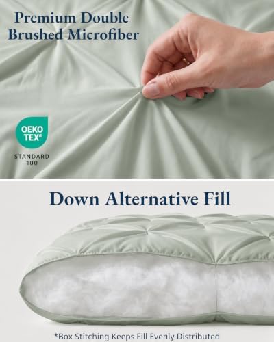 LANE LINEN Twin Comforter Set, 5 Piece Twin Bedding Sets, Ultra Soft Pintuck Twin Bed in a Bag Set with Down Alternative Comforter, Sheets, Pillowcase & Sham, Pinch Pleated Bedding Set - Mineral