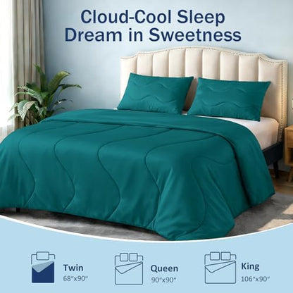 Cooling Comforter for Hot Sleepers, King 106x90, Peacock Blue