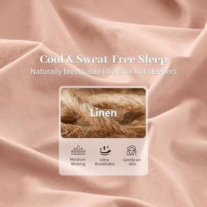MEISHANG 100% French Linen Sheets California King,6 Pcs,18-24" Deep Pocket