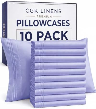 King Standard Pillow Cases Set of 10 - Soft Pillowcase Covers - Lavender