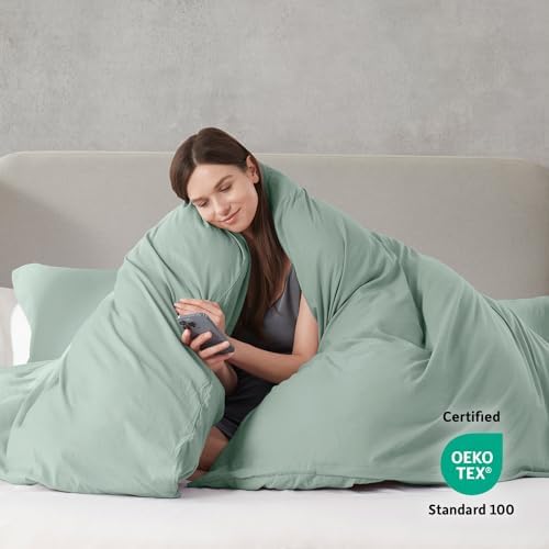 Hearth & Harbor Prewashed Full Duvet Cover Set, Sage Green
