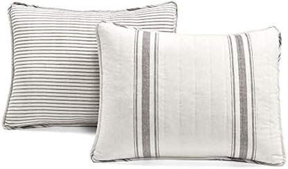 Lush Decor Farmhouse Stripe Reversible Cotton Quilt California King Size 3 Piece Set Gray - Farmhouse Bedding Set - Cal King Quilt - Striped Bedding