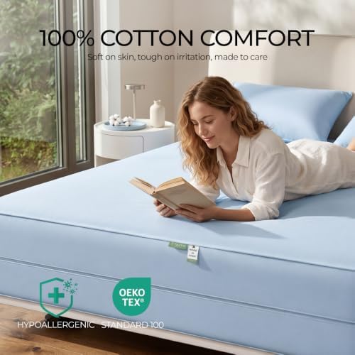 FAUNNA 100% Cotton Bed Bug Dust Mite Mattress Protector Cover King 12 Deep