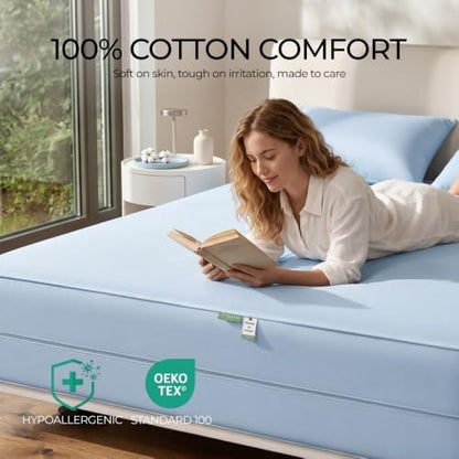 FAUNNA 100% Cotton Bed Bug Dust Mite Mattress Protector Cover King 16 Deep