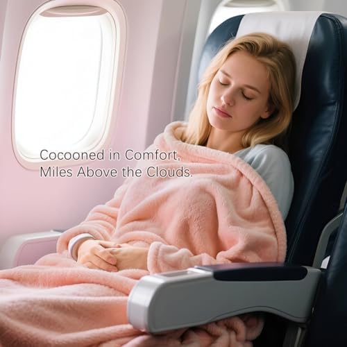 Melissa Large Soft Travel Blanket and Inflatable Pillow Set