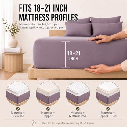 CozyLux Queen Sheet Set 6-Piece, 21-Inch Deep Pocket, Soft Brushed Feel
