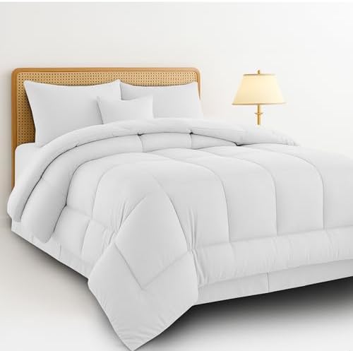 LUX Décor 5pc King Comforter Set, All-in-One Bed in a Bag, Includes 1 Comforter, 2 Pillow Shams, 1 Decorative Pillow & 1 Bed Skirt (White, King)