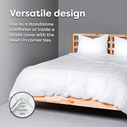 HOSPITOLOGY PRODUCTS Reversible Blue / Gray Comforter Full Hypoallergenic Duvet Insert Microfiber All Season Goose Down Alternative Quilted - Corner Loops - Box Stitched - Washable - 82" W x 86" L