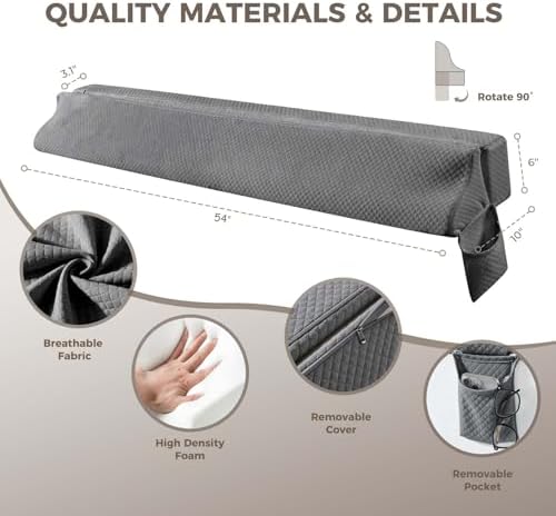 Bed Wedge Gap Filler Full Size, Wedge Pillow for Headboard Gap, 54×10×6 in