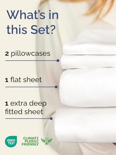 Extra Deep Full Sheet Set - 4 Piece Breathable & Cooling - Antique White