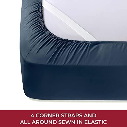 Mellanni Iconic 4-Piece, Ultra Soft Sheet Set (RV/Short Queen, Navy Blue)