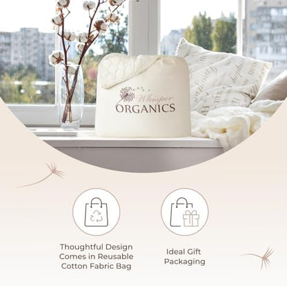 Whisper Organics 100% Cotton Organic Quilted Mattress Pad Protector