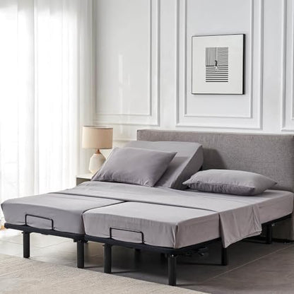 Kingnex Split California King Sheets Set for Adjustable Bed Grey