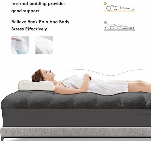 SameBed Mattress Topper Twin,Extra Thick Mattress Pad Cover for Back Pain,Cooling Mattress Protector with 8-21 Inch Deep Pocket,Overfilled Down Alternative Filling,Grey