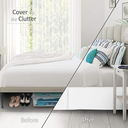 Mattress-Homes Luxury Box Pleated Bed Skirt Split Corners Platform Style Easy Fit Fade & Wrinkle Resistant with Tailored Drop 10 Inch (Twin, Light Blue)