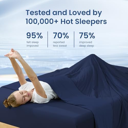 Cozy Bliss Cooling Comforter King Size, Cooling Blankets for Hot Sleepers and Night Sweats, Dark Blue Summer Comforter for King Size Bed, Breathable Soft Lightweight Silk Smooth
