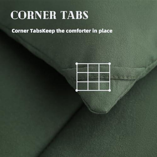 DOWNCOOL Comforters Queen Size, Duvet Insert,Green All Season Duvet, Lightweight Quilt, Down Alternative Hotel Comforter with Corner Tabs (Green, Queen 88x92 Inches)