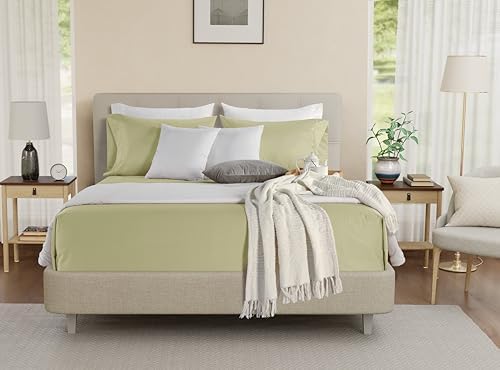 100% Cotton Bed Sheets Full Size Bed Set, 4 PC Full Sheet Set - Seafoam