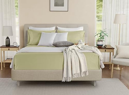 100% Cotton Bed Sheets Full Size Bed Set, 4 PC Full Sheet Set - Seafoam