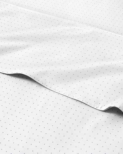 Queen 4 Piece Striped Sheet Set - Breathable & Cooling - Light Blue Dots